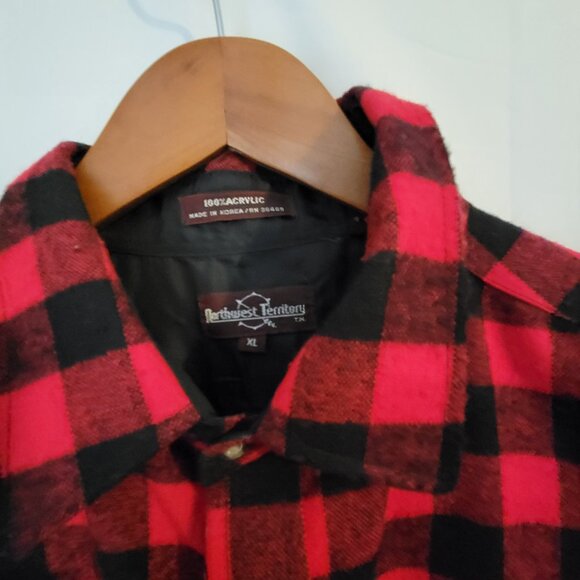 Men's Northwest Territory Buffalo Check Red Black Flannel Shirt XL Long Sleeve - Picture 2 of 3